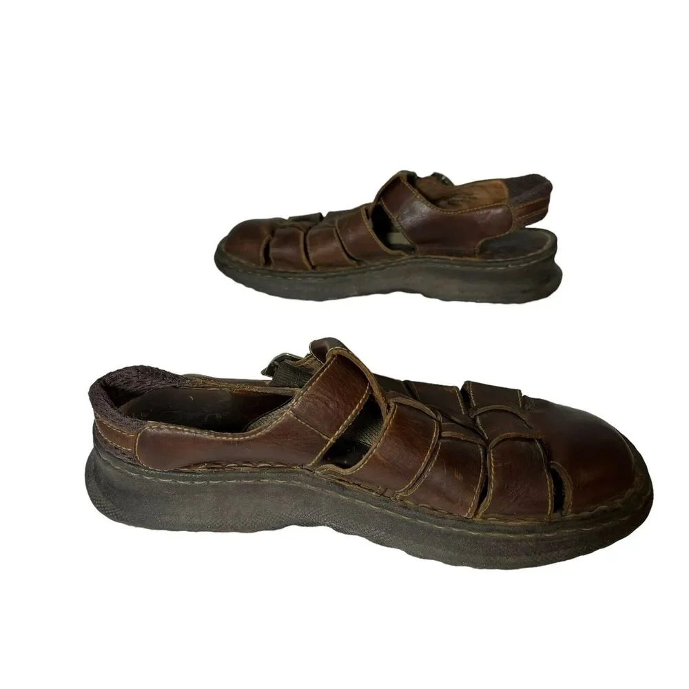 Born Handcrafted Footwear Brown Leather Fisherman Sandals Men's Chunky Buckle